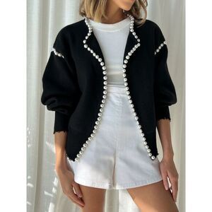 Commense Vintage Pearl Edge Cardigan black size‎ M